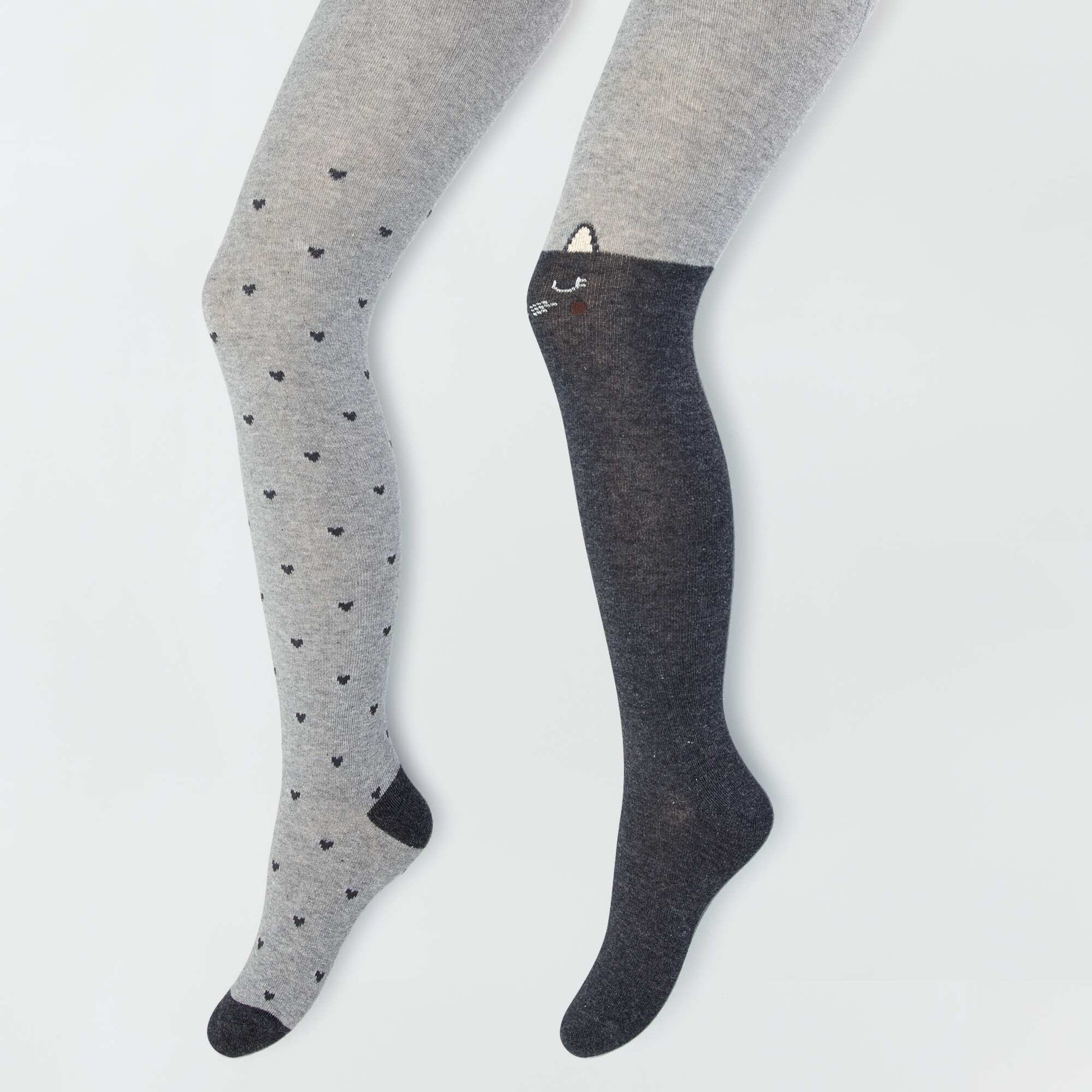 Collants chauds avec imprim fantaisie - Lot de 2 Gris
