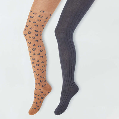 Collants chauds avec imprim fantaisie - Lot de 2 Marron