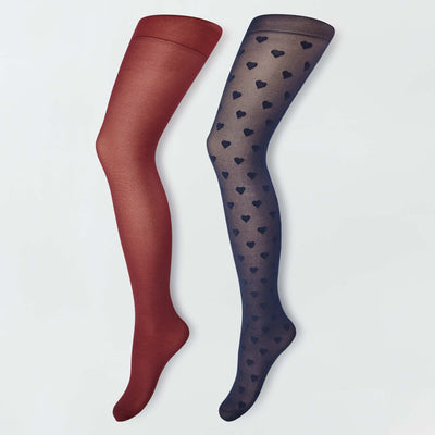 Lot de 2 collants maille fantaisie Rouge/Bleu