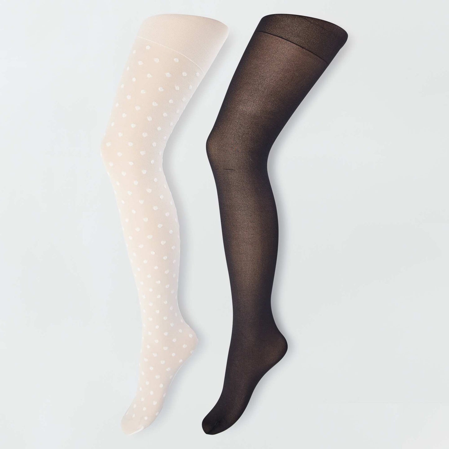 Lot de 2 collants maille fantaisie Blanc/Noir