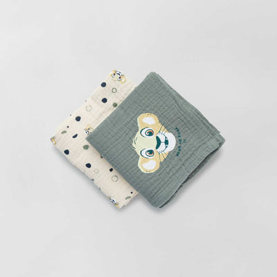 Langes 'Disney' en coton - Lot de 2 Blanc/vert
