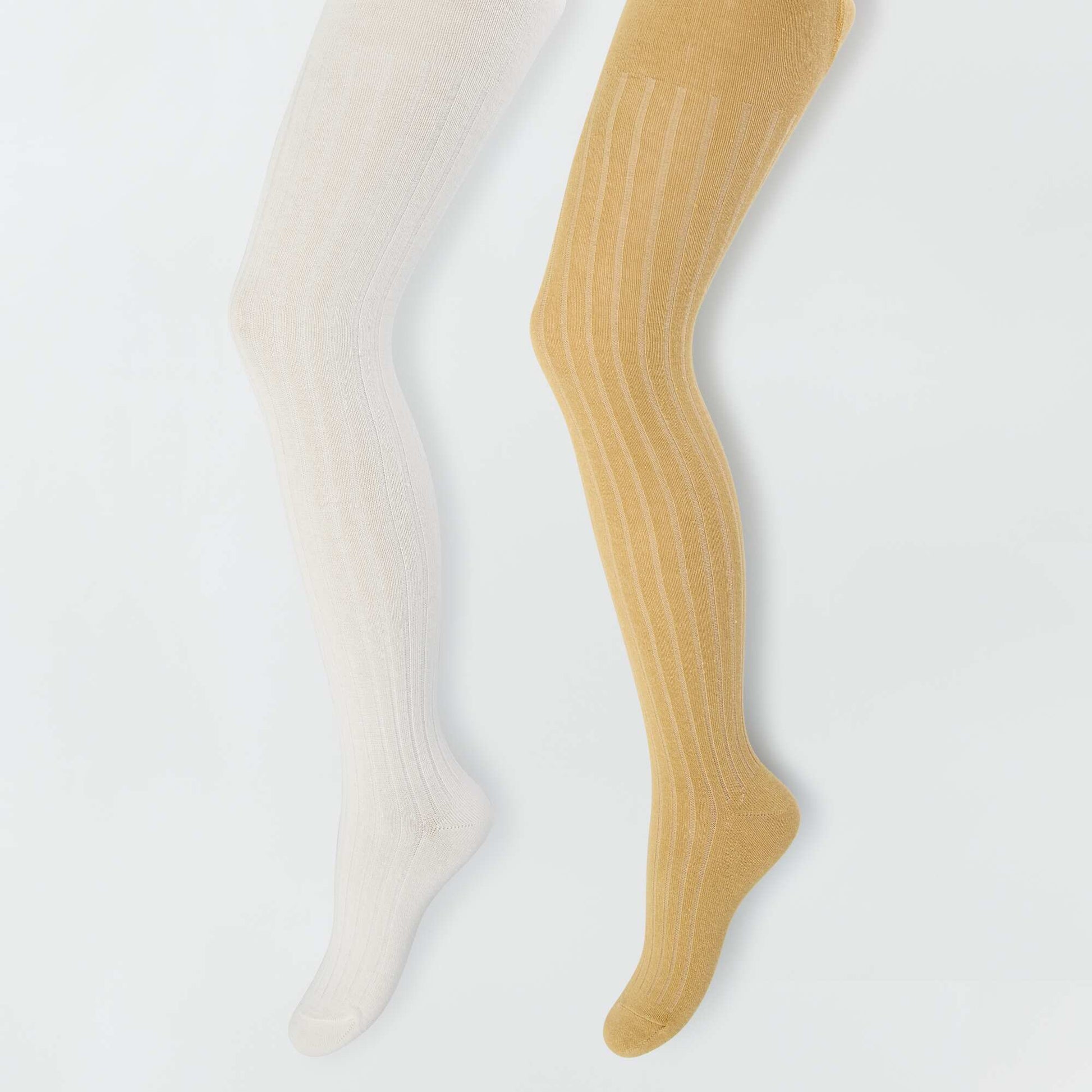 Collants chauds en maille c tel e - Lot de 2 Blanc/beige
