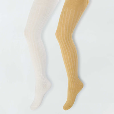 Collants chauds en maille c tel e - Lot de 2 Blanc/beige