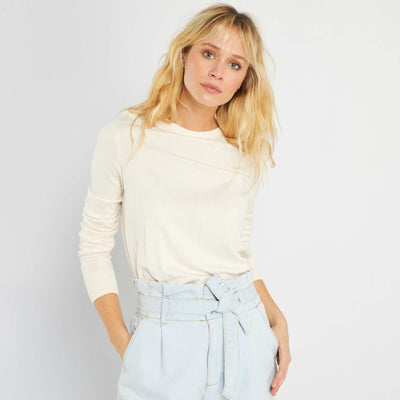 Pull col rond Blanc