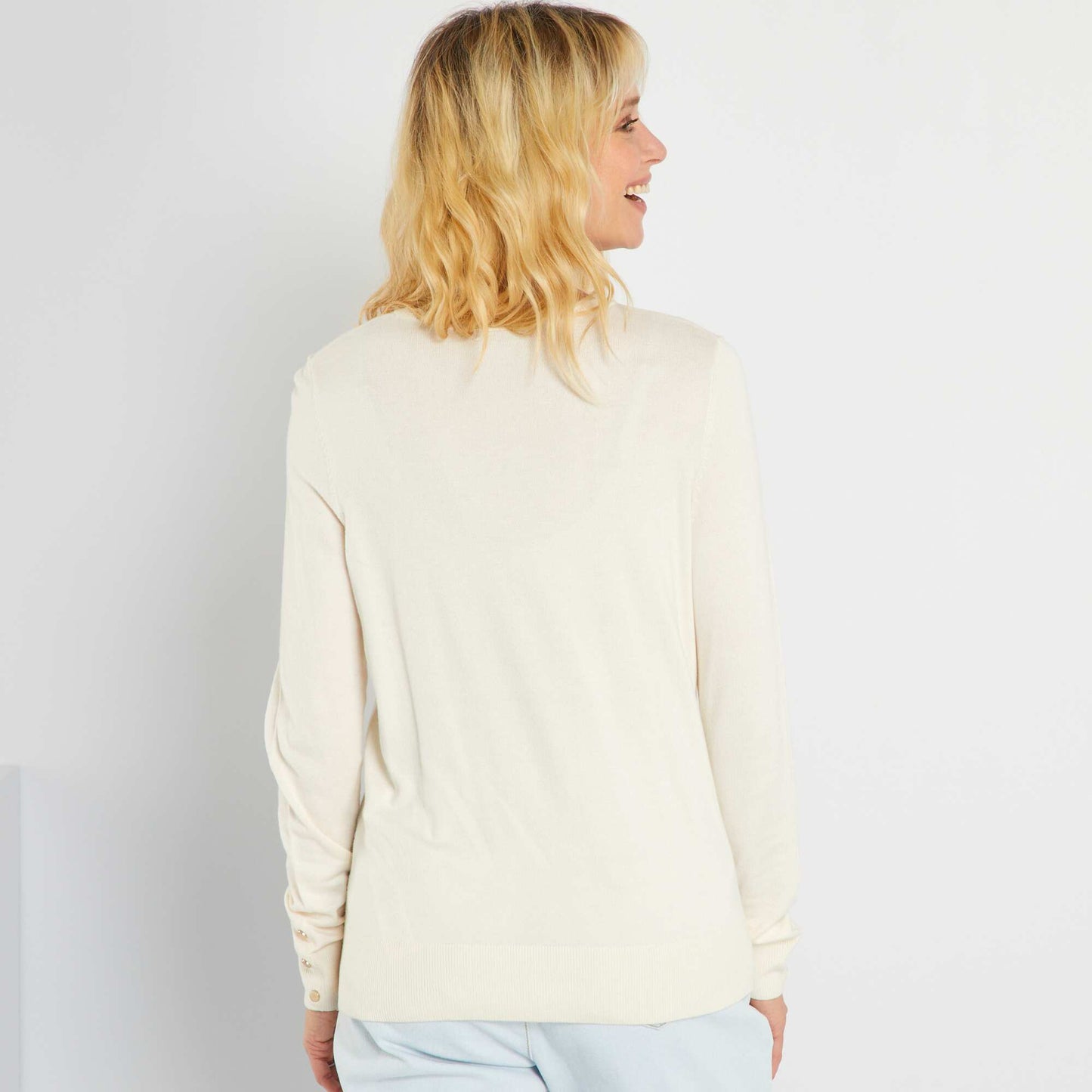 Pull col rond Blanc