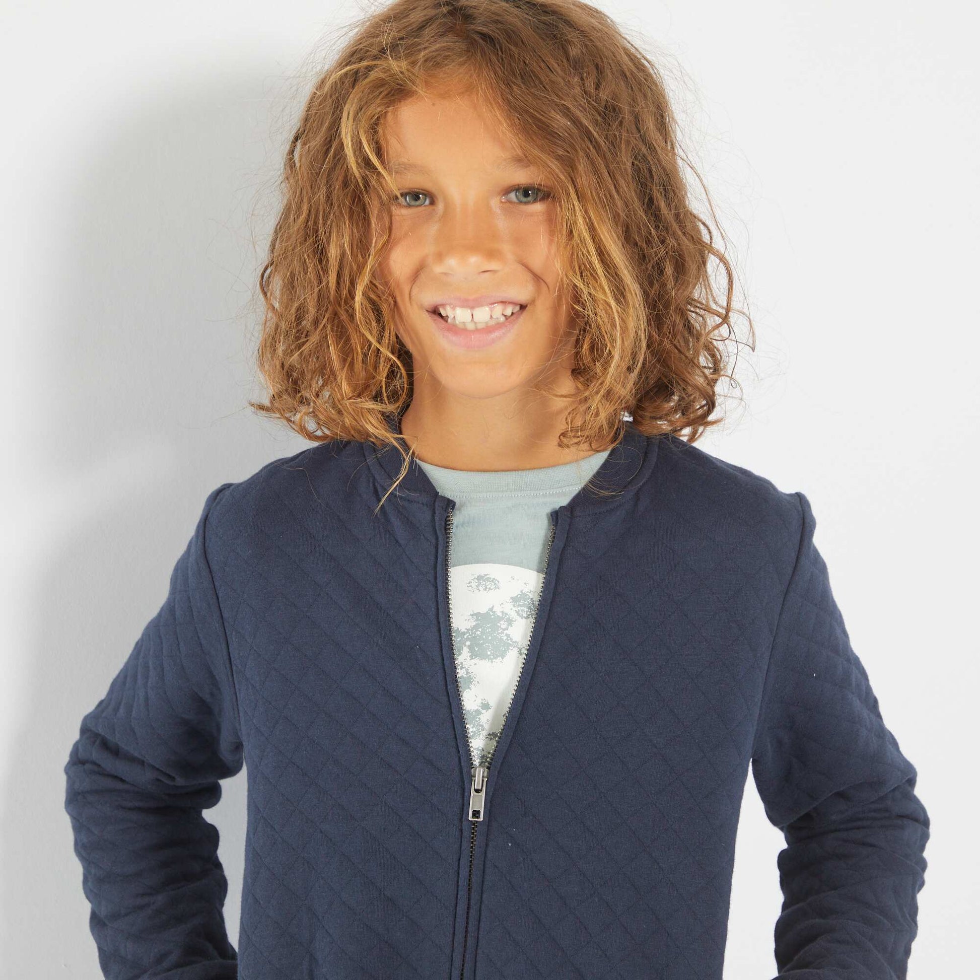 Sweat zipp en jersey bleu marine