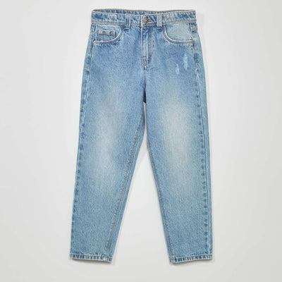 Jean mom fit Bleu