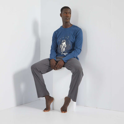 Pyjama long en maille jersey - 2 pi ces Bleu
