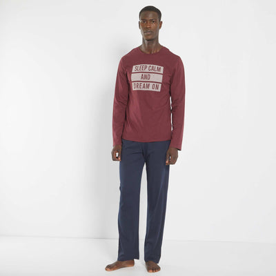 Pyjama long en maille jersey - 2 pi ces Rouge bordeaux