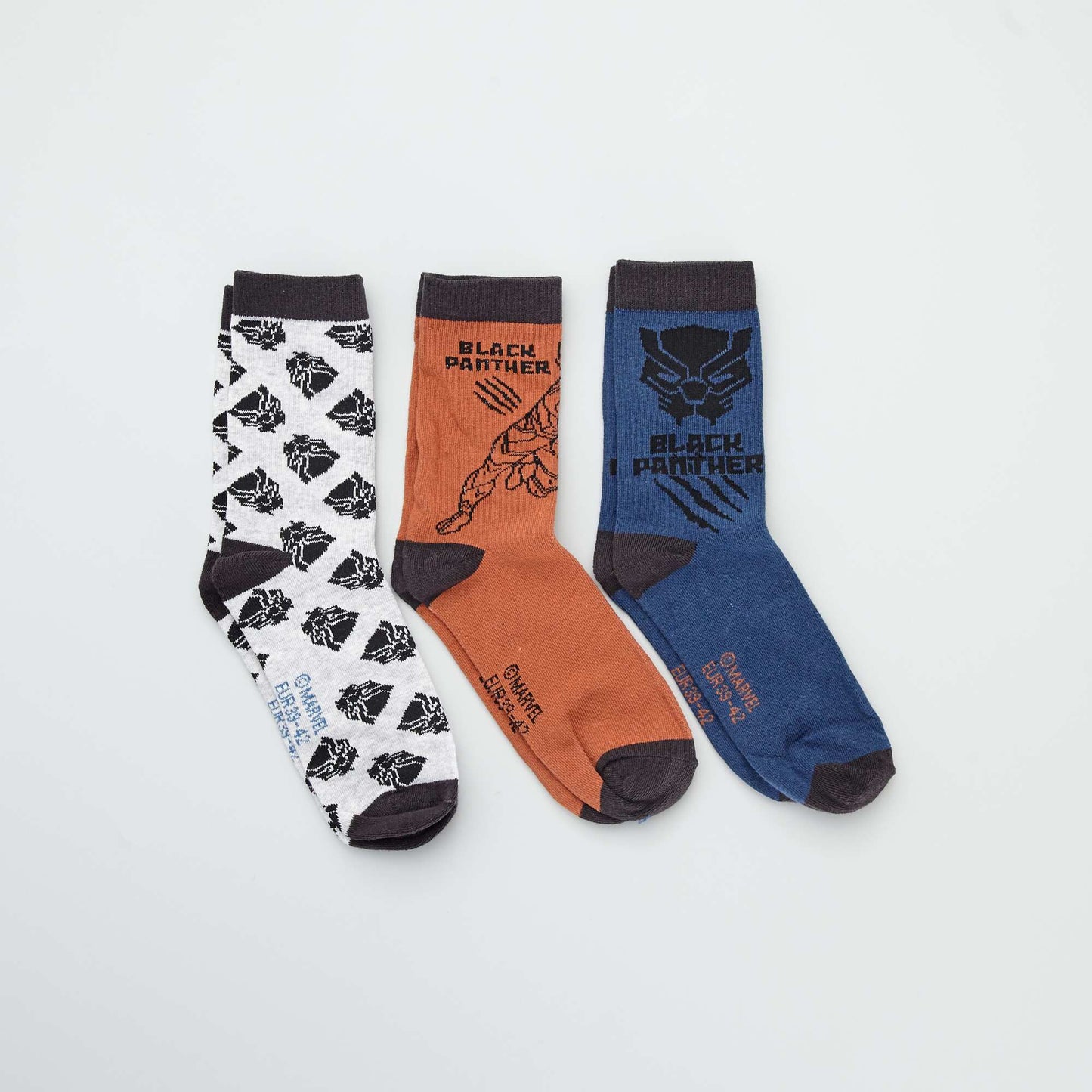 3 paires de chaussettes 'Black Panther' 'Marvel' BLEU