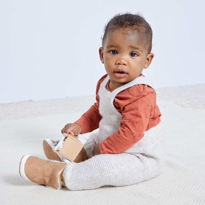 Salopette longue en maille tricot Beige clair