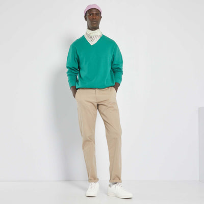 Chino regular avec imprim sur toile Beige