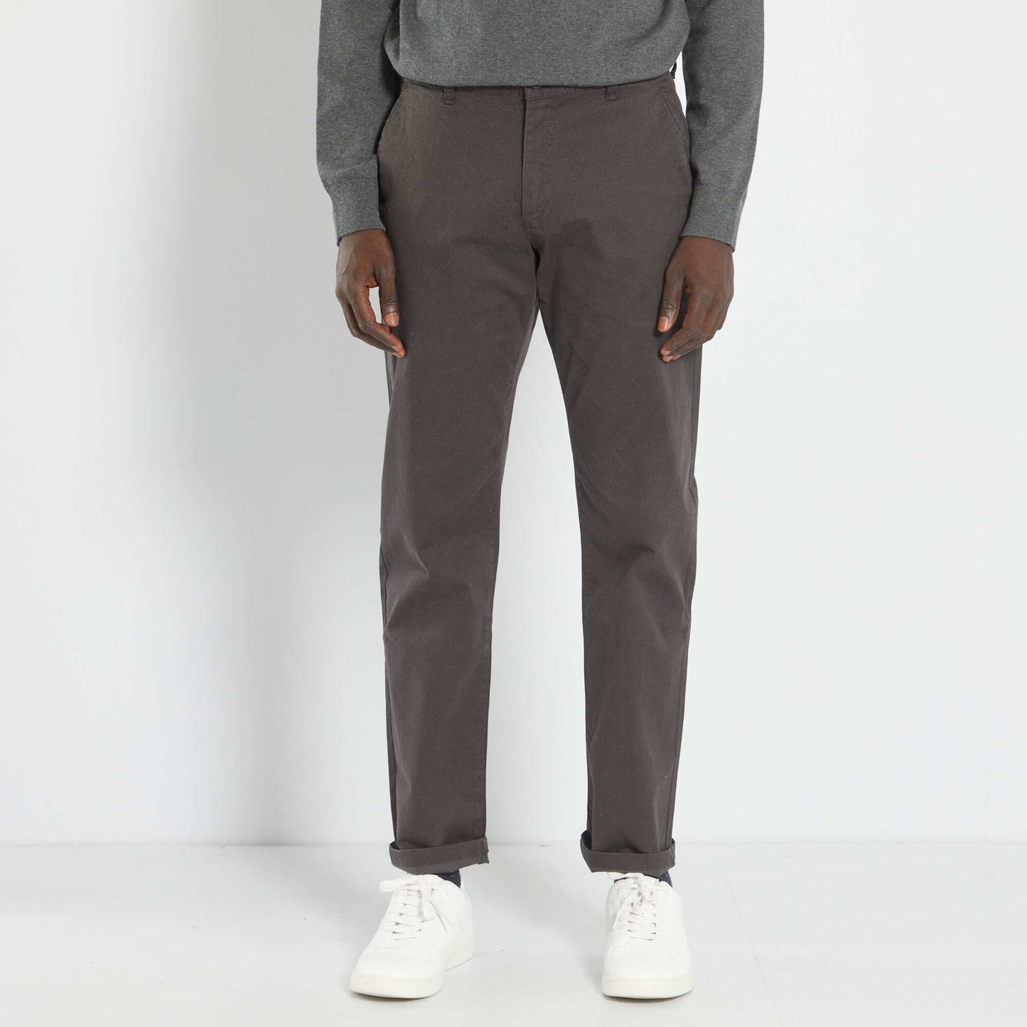 Chino regular avec imprim sur toile Noir