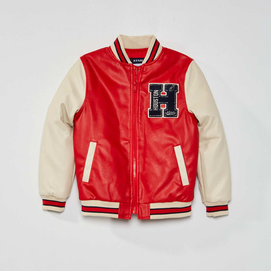 Blouson style 'campus' rouge chiné