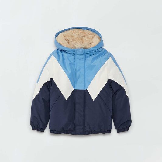 Blouson color-block bleu