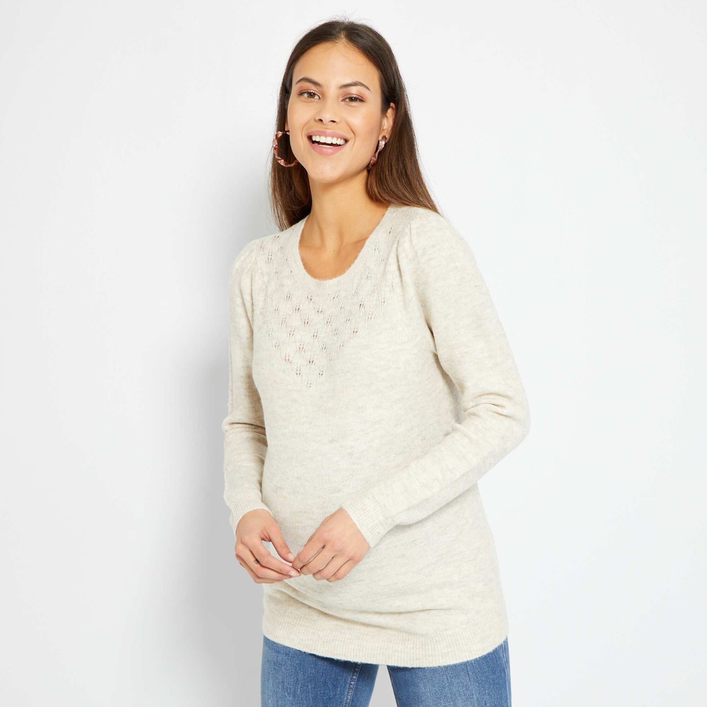 Pull de grossesse Beige