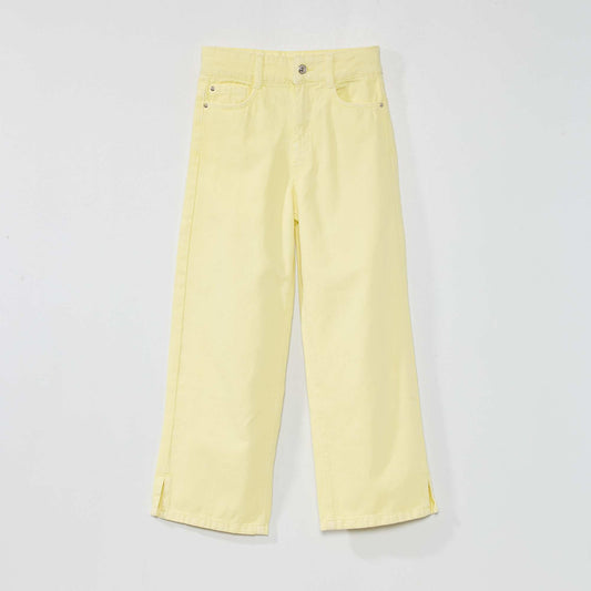 Pantalon wide leg - 5 poches Jaune