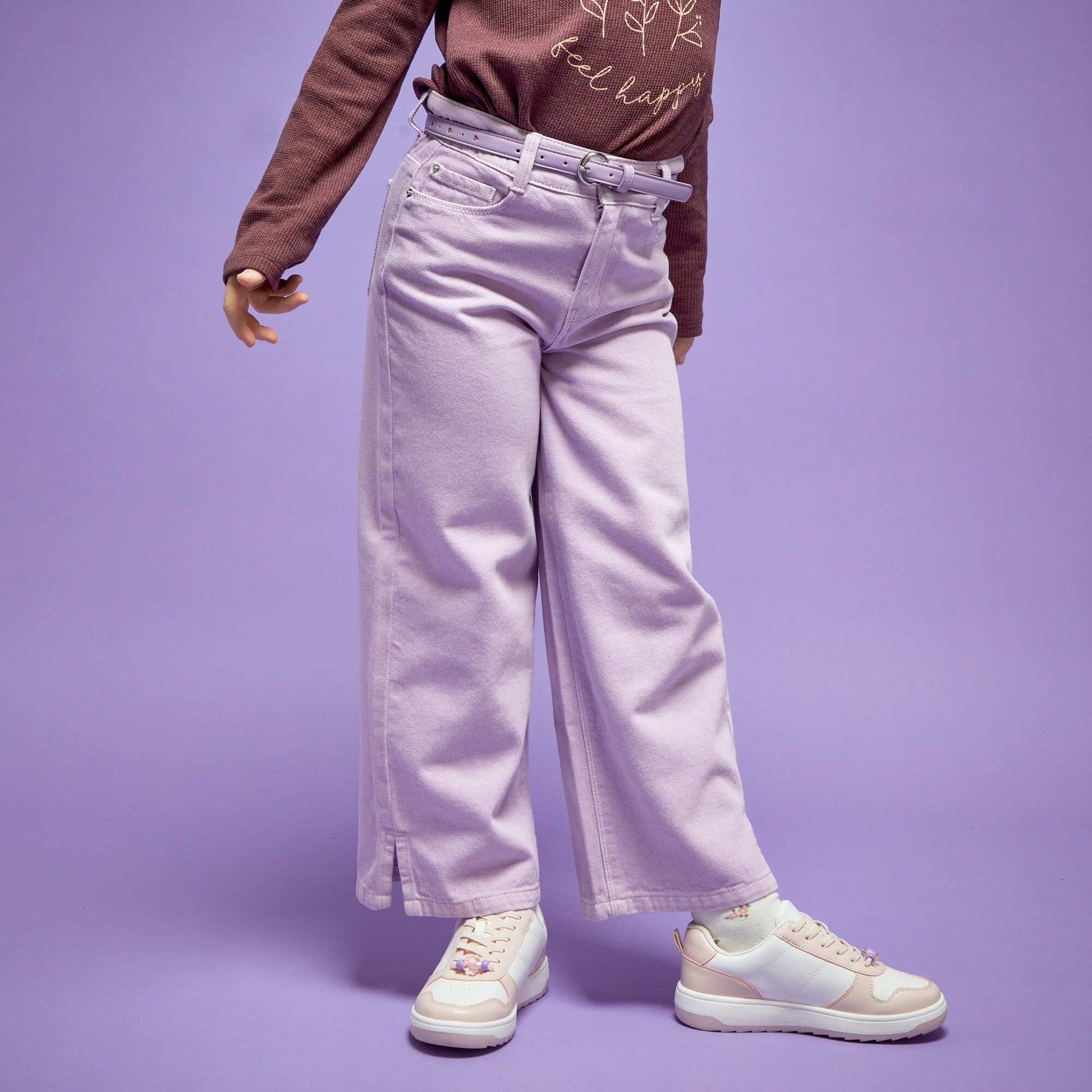 Pantalon wide leg - 5 poches Lilas