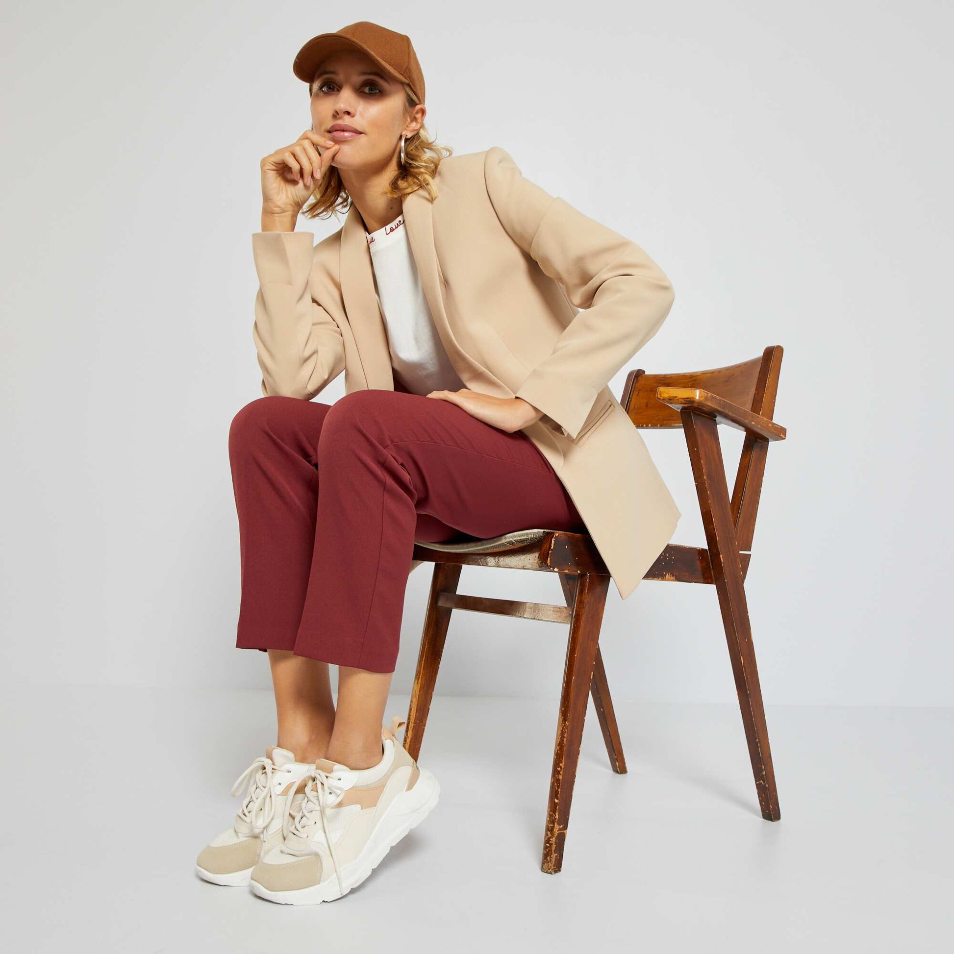 Veste blazer mi-longue Beige