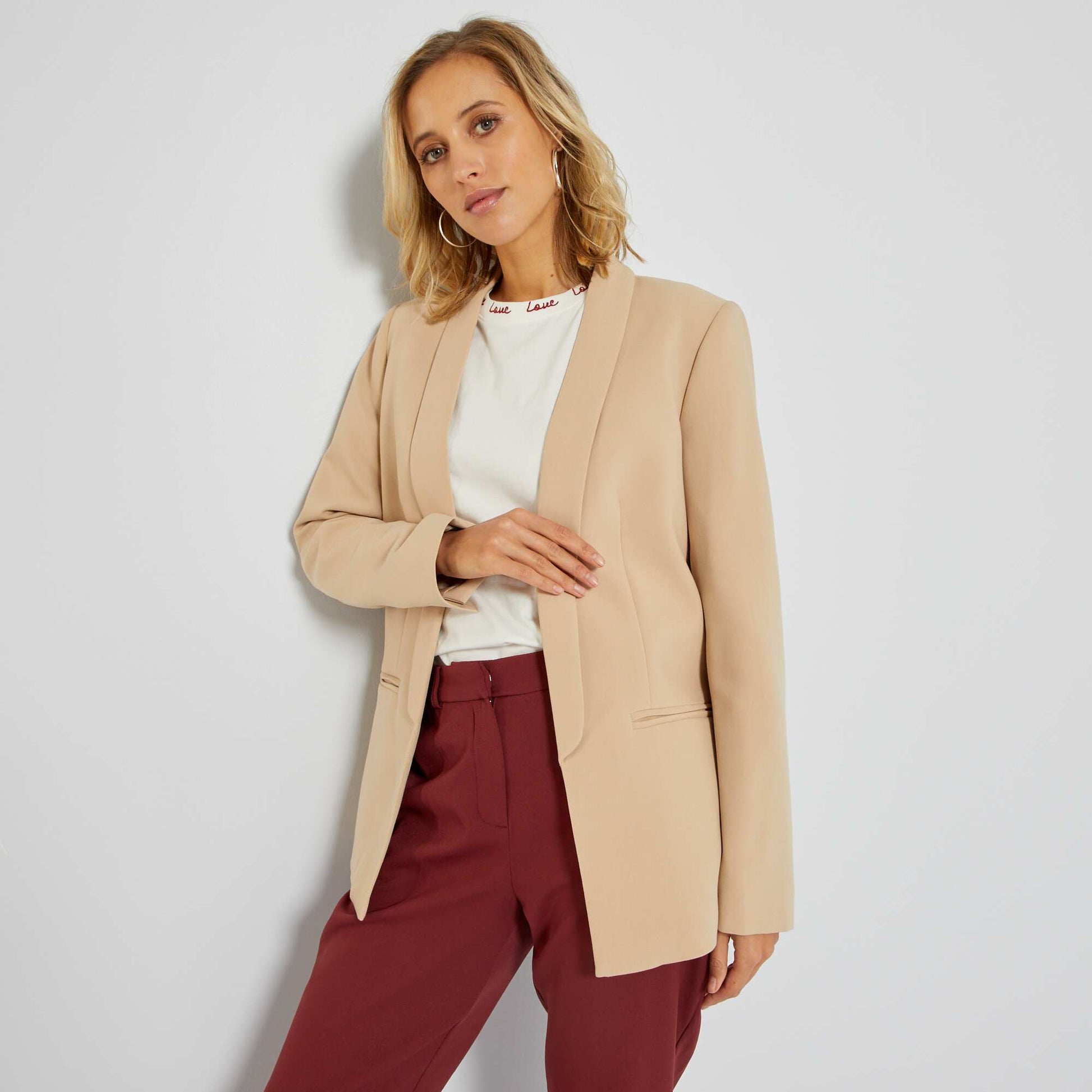 Veste blazer mi-longue Beige