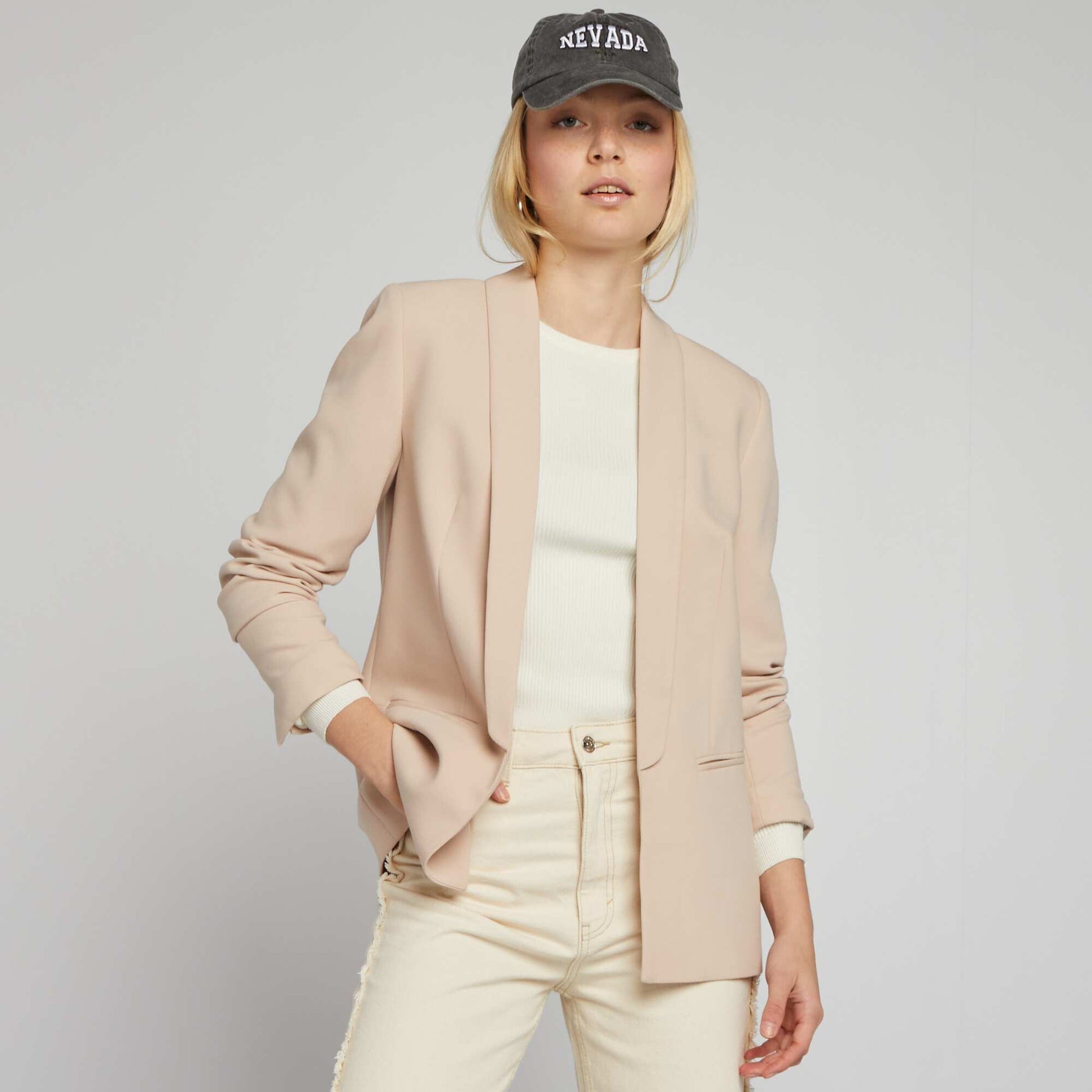 Veste blazer mi-longue Beige