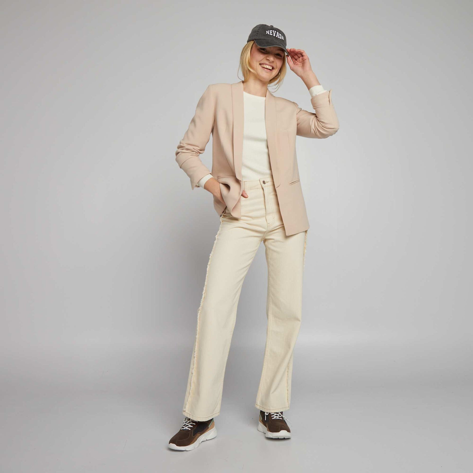 Veste blazer mi-longue Beige