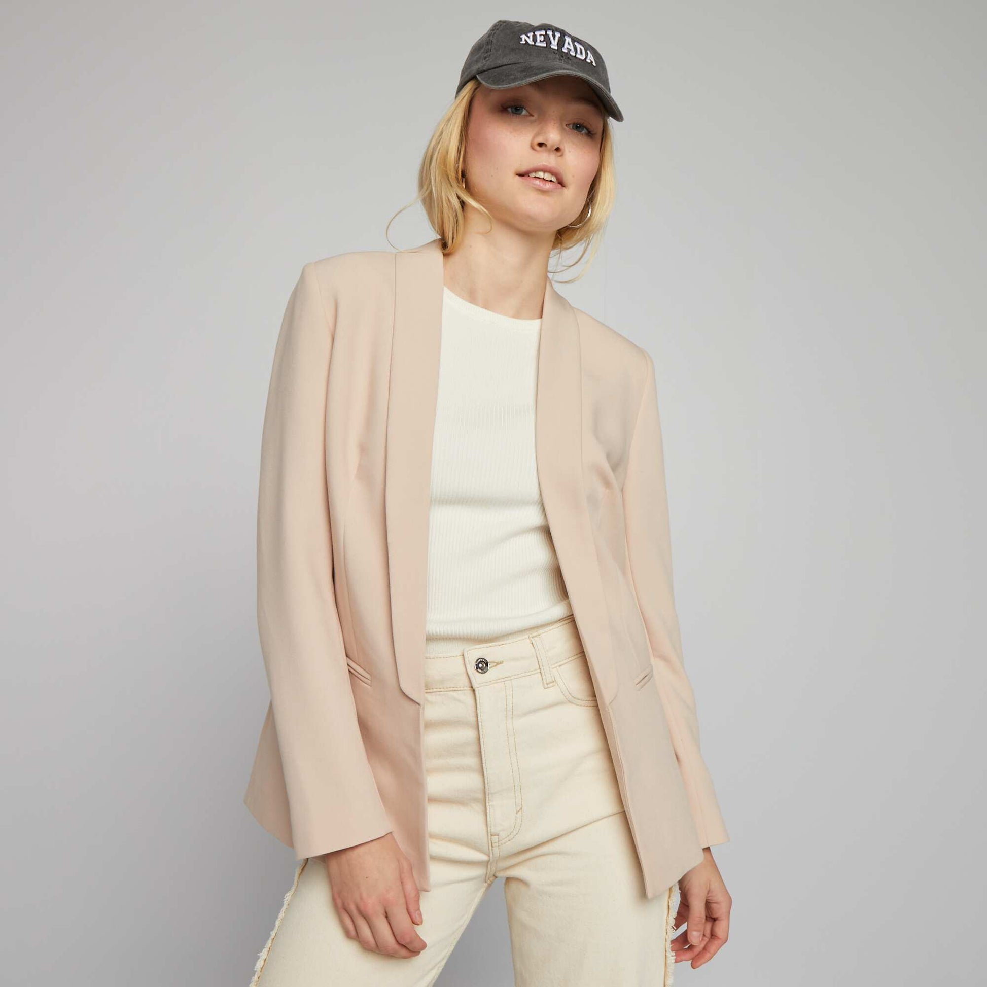 Veste blazer mi-longue Beige