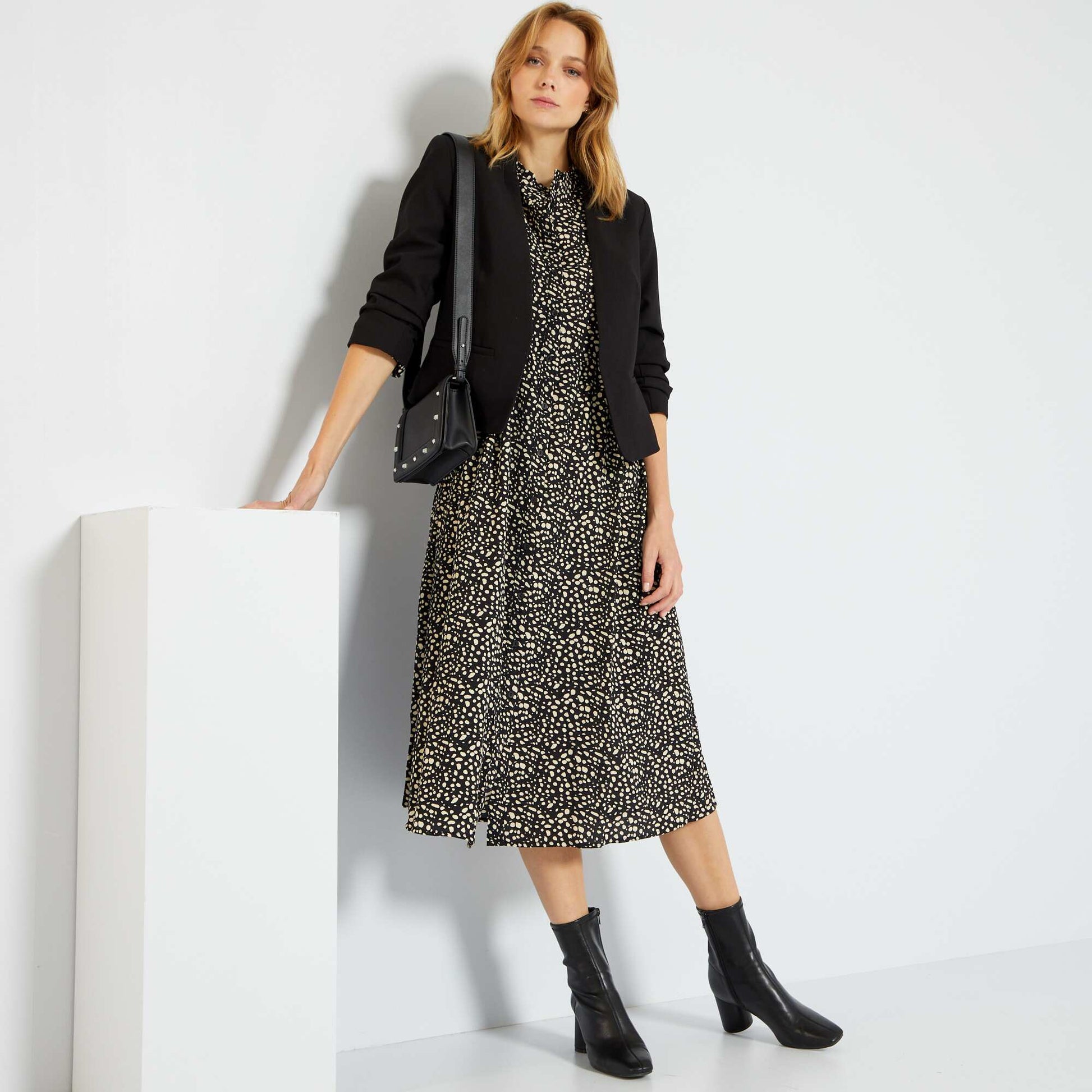 Veste courte type blazer noir - Main Image