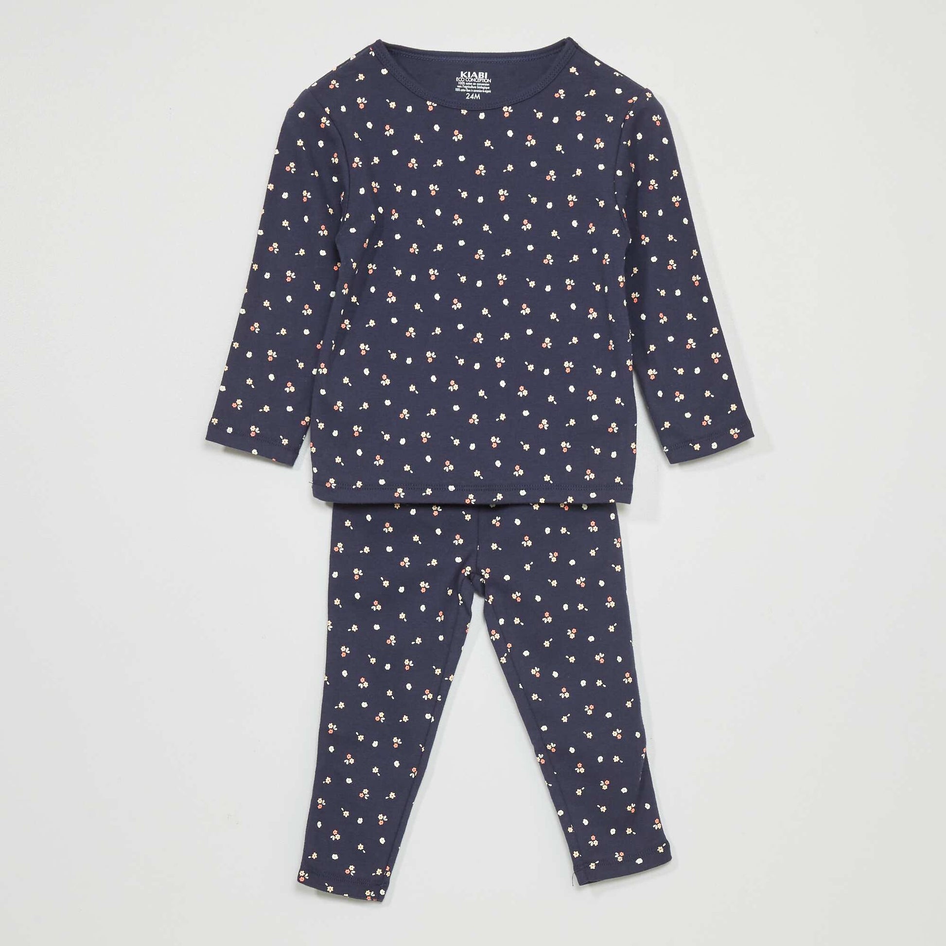 Pyjama long imprim - 2 pi ces Bleu marine