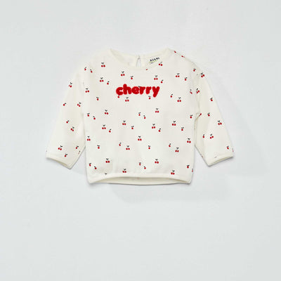 Sweat en molleton avec imprim Blanc/rouge