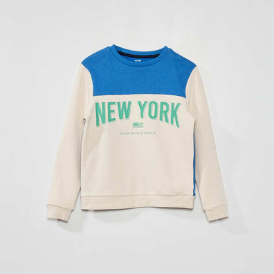 Sweat en molleton imprim 'New York' Bleu