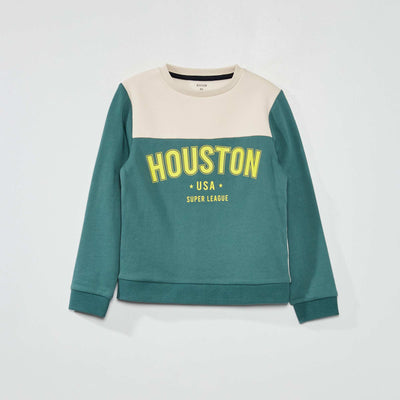 Sweat en molleton imprim 'Houston' Vert