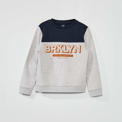 Sweat en molleton imprim 'Houston' Gris