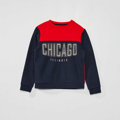 Sweat en molleton imprim 'Chicago' Rouge
