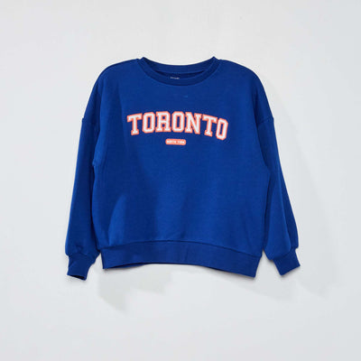 Sweat avec broderie devant Bleu