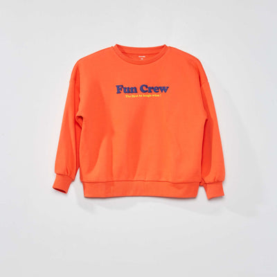 Sweat avec broderie devant Orange