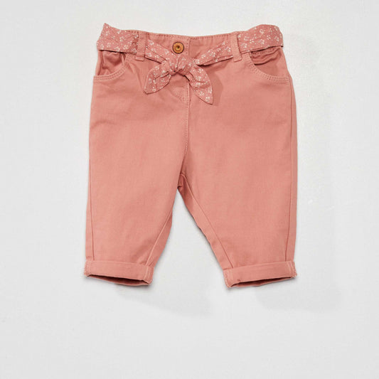 Pantalon avec ceinture nouer Rose