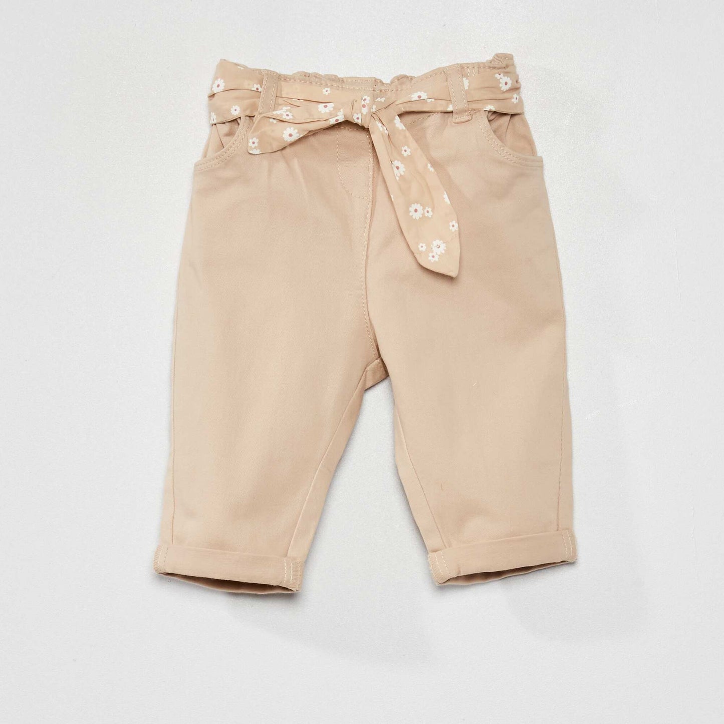 Pantalon avec ceinture nouer Beige