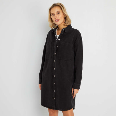 Robe courte en denim Noir