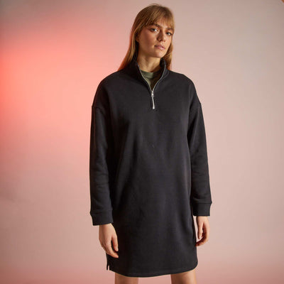 Robe sweat col zipp noir