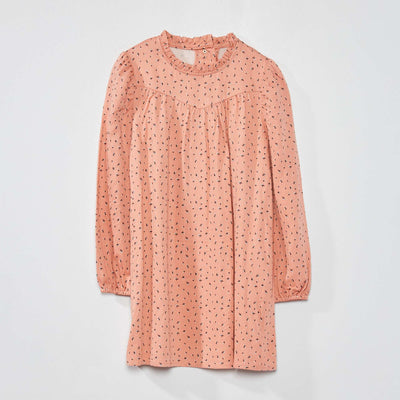 Robe mi-longue imprim e fantaisie Rose fonc