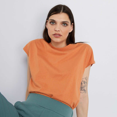 T-shirt en jersey uni orange rouille