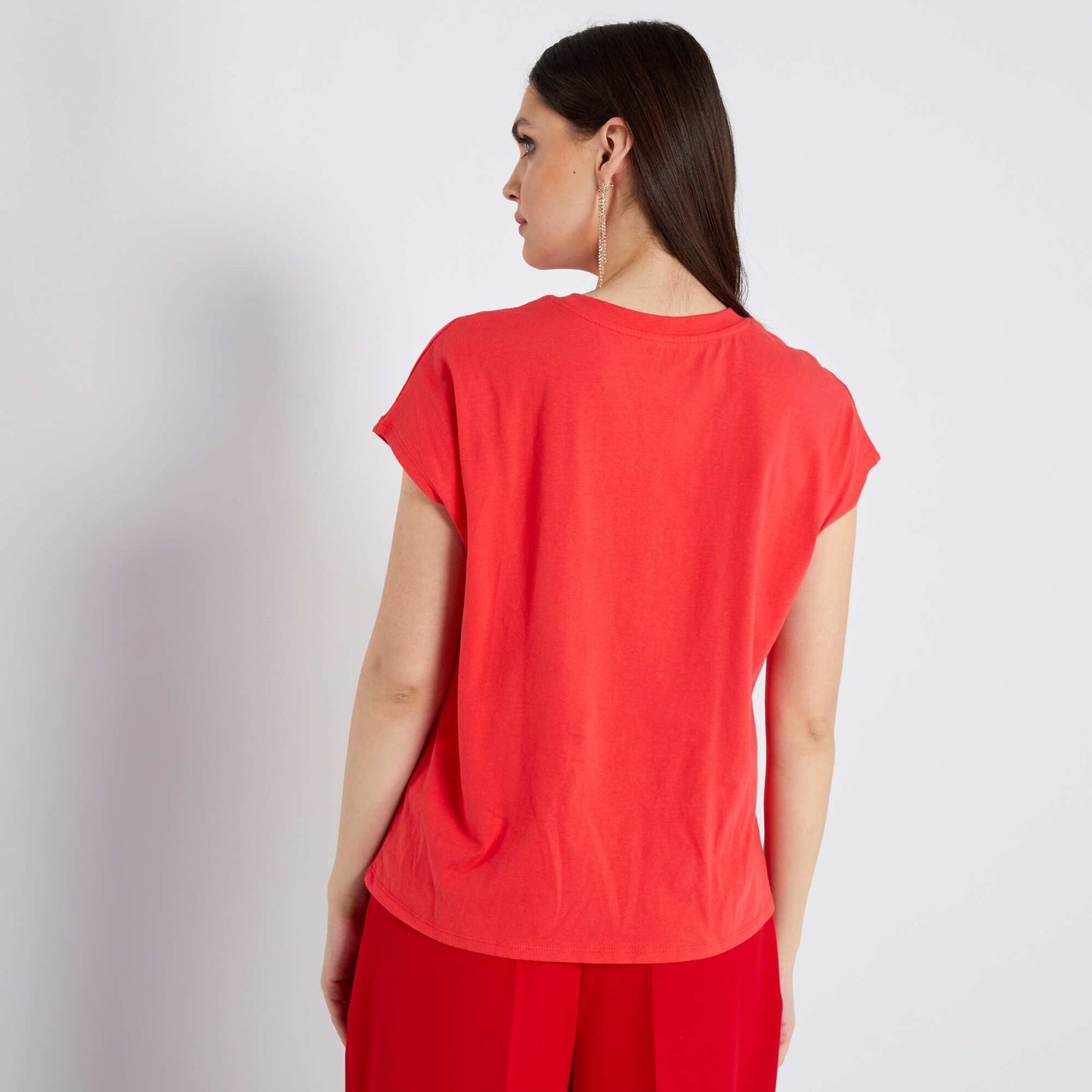 T-shirt en jersey uni rouge