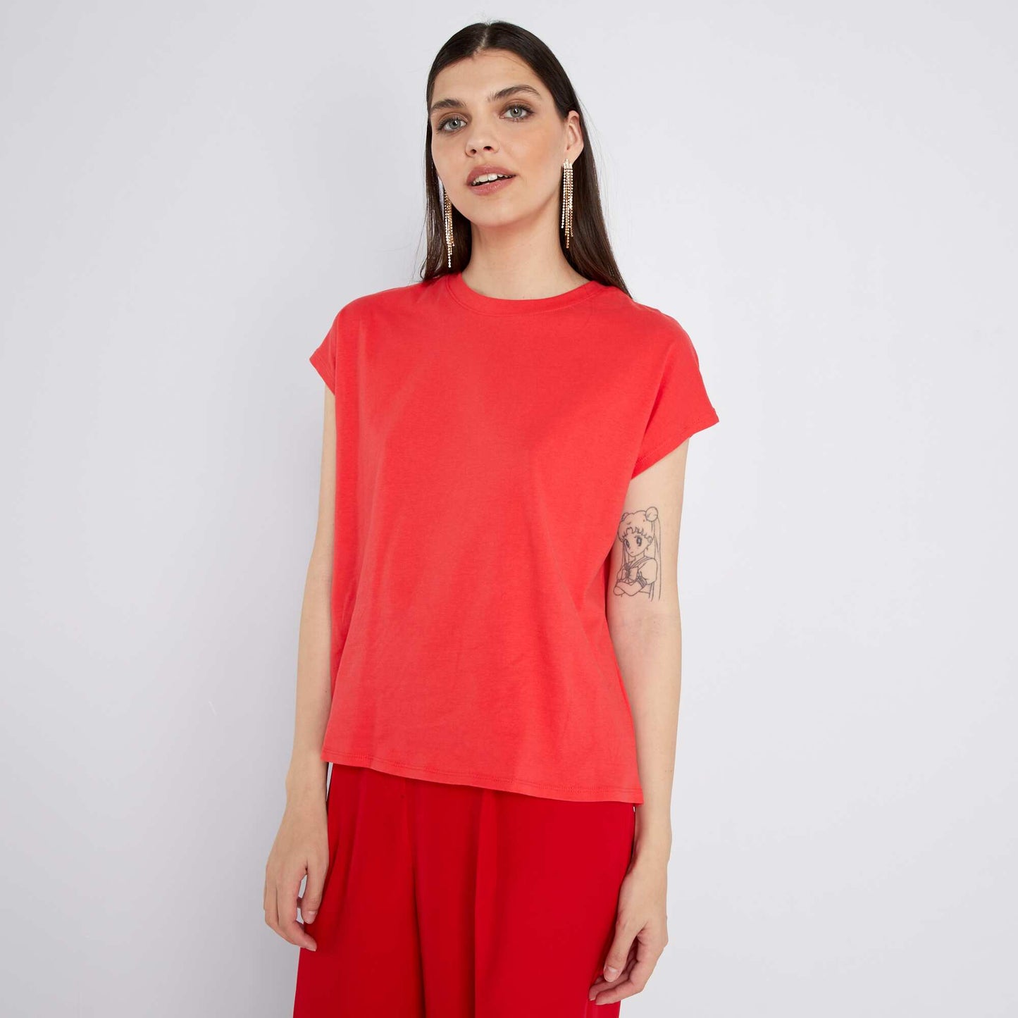 T-shirt en jersey uni rouge