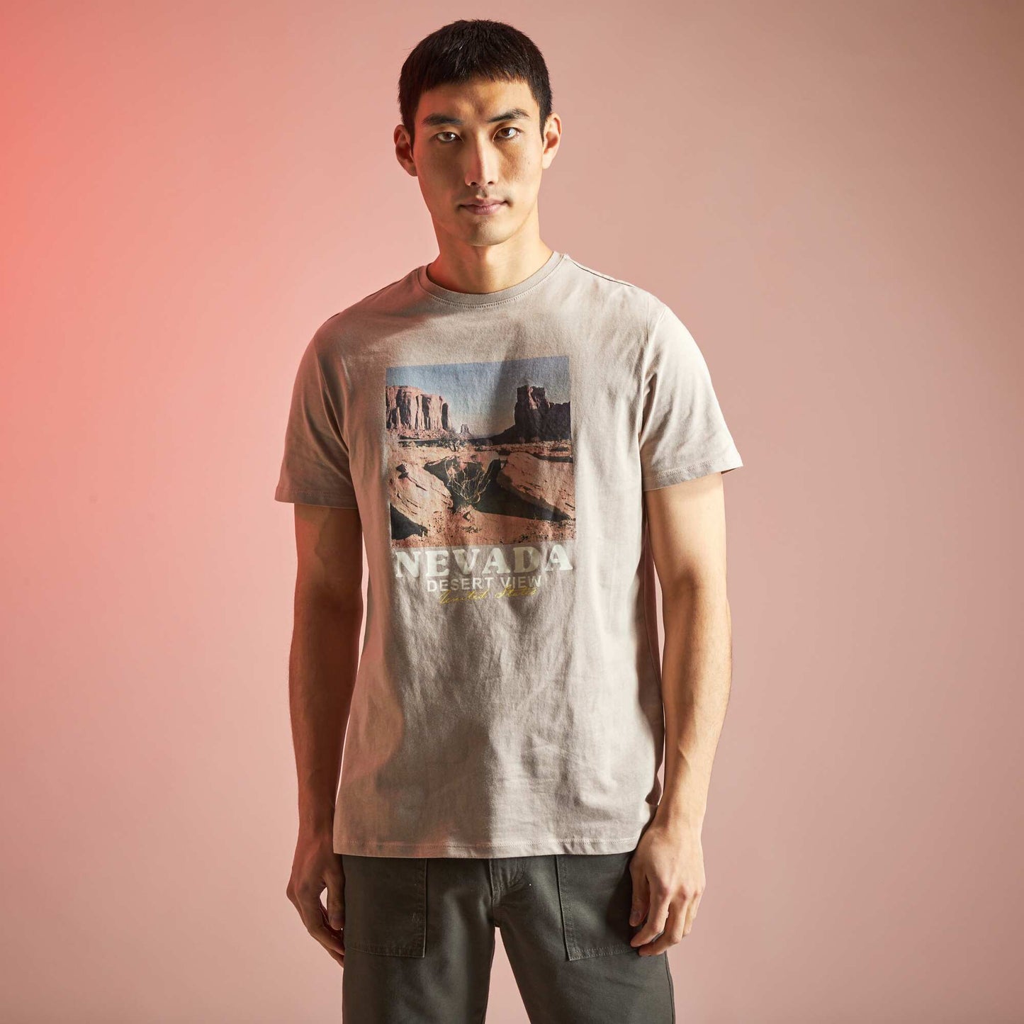 T-shirt en jersey avec imprim BEIGE