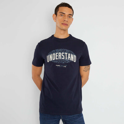 T-shirt en jersey avec imprim Bleu