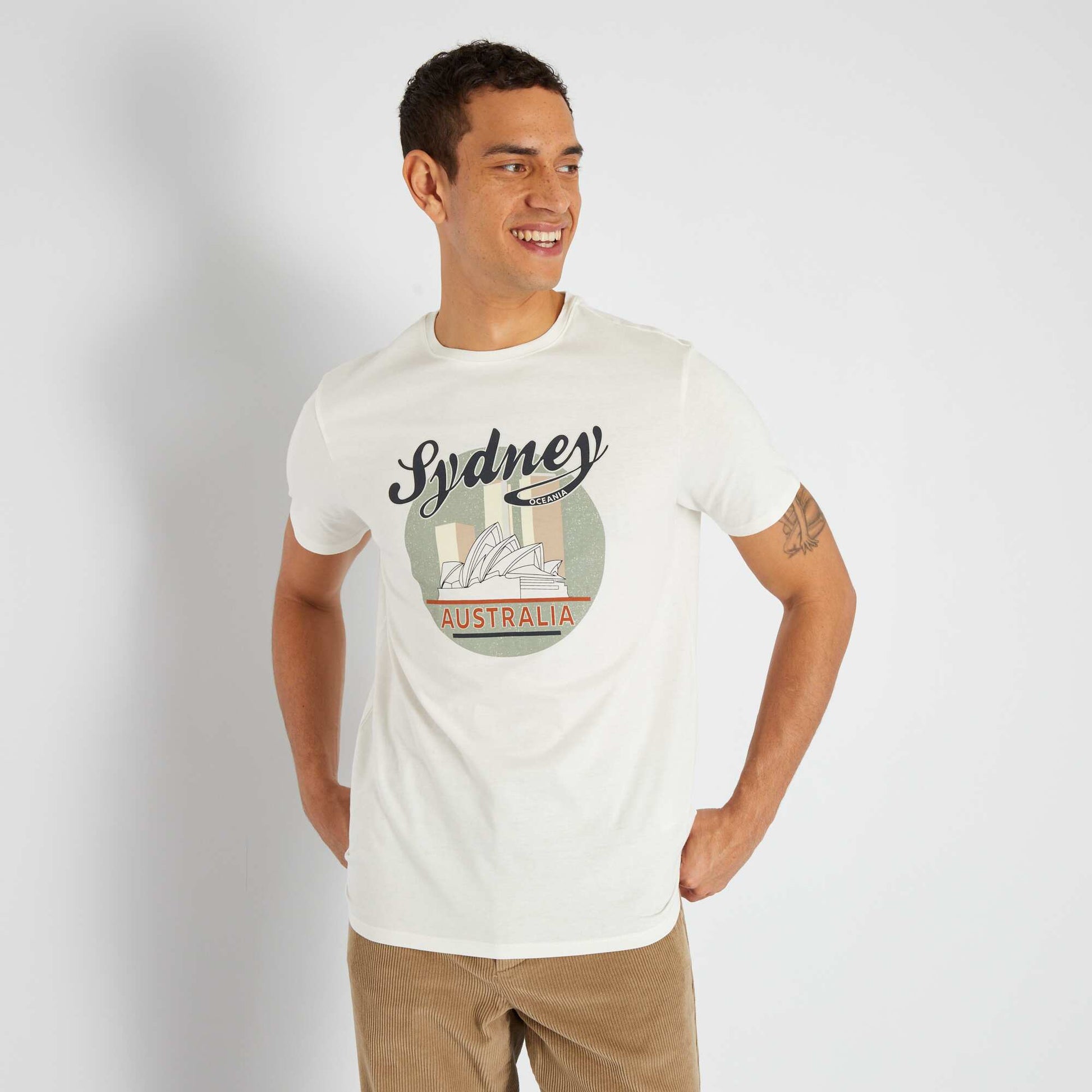 T-shirt en jersey avec imprim Blanc