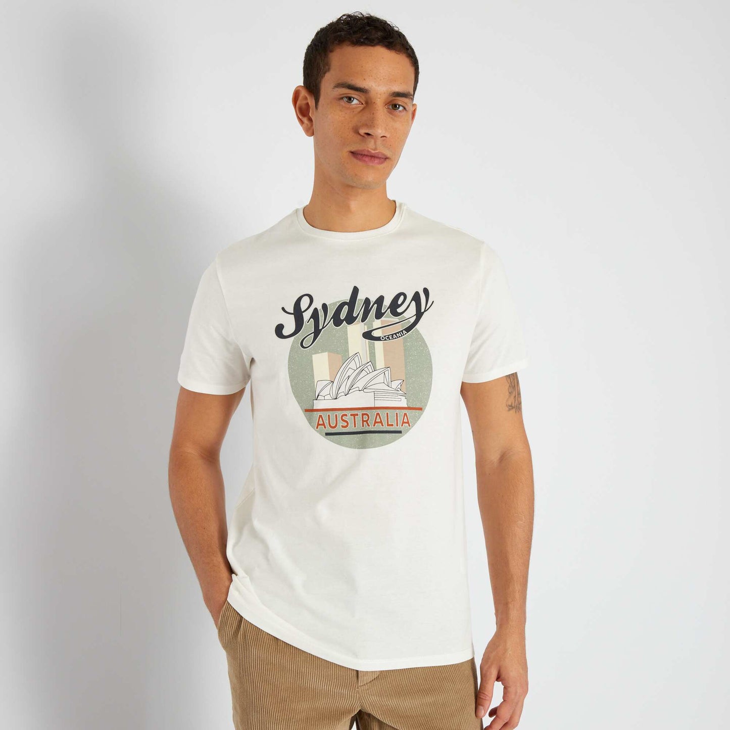 T-shirt en jersey avec imprim Blanc