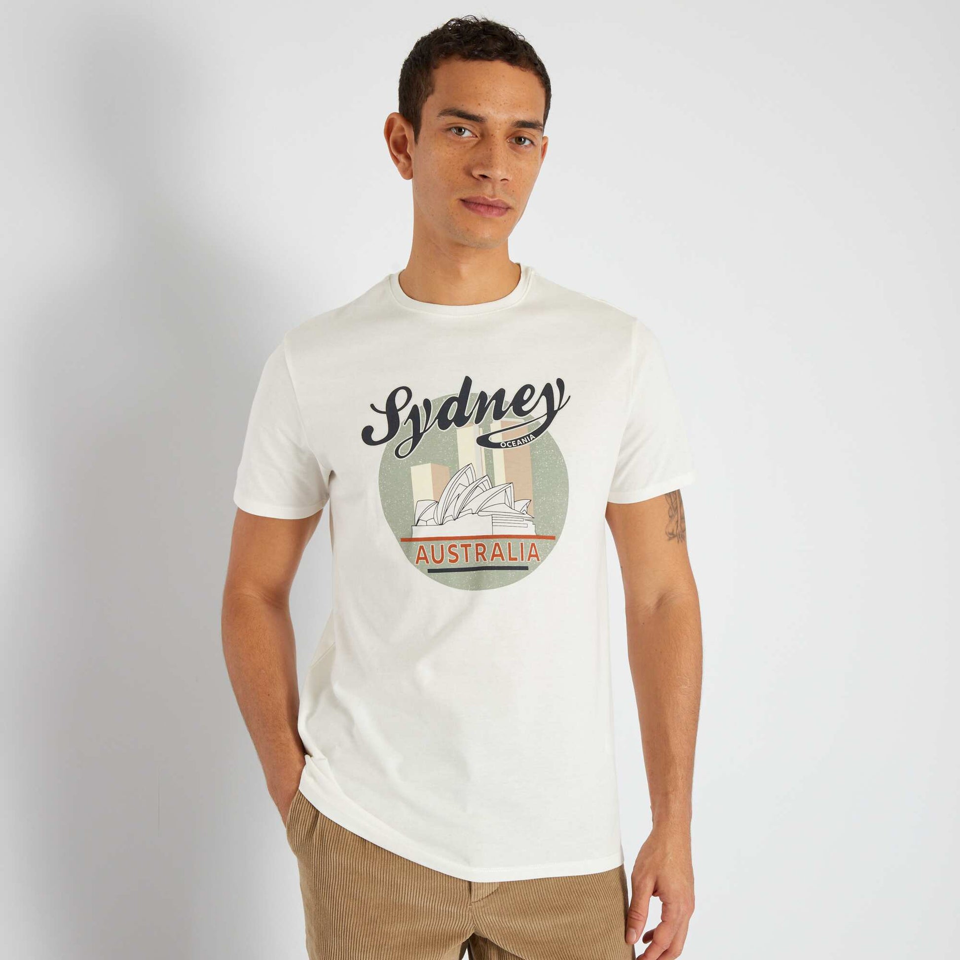 T-shirt en jersey avec imprim Blanc