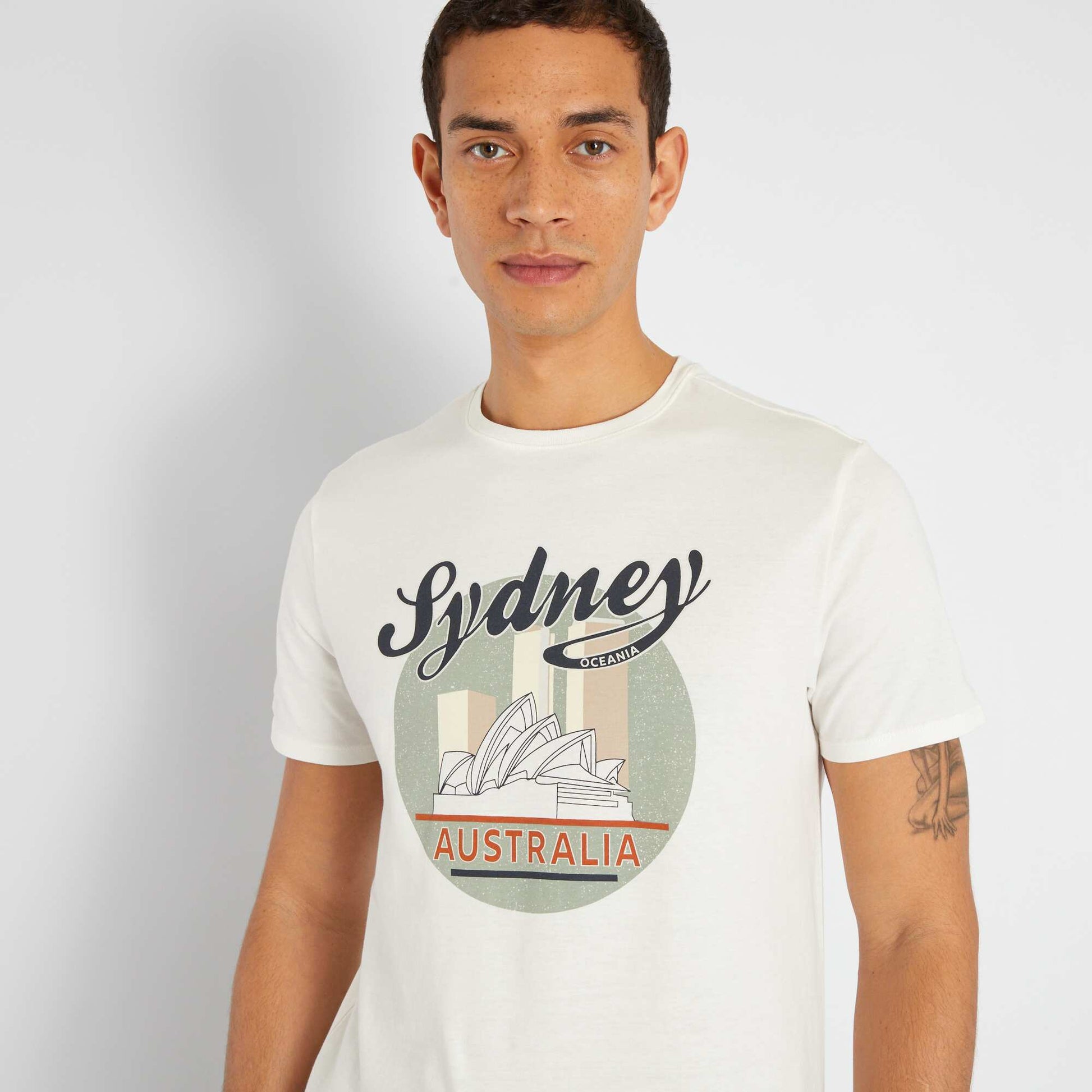 T-shirt en jersey avec imprim Blanc